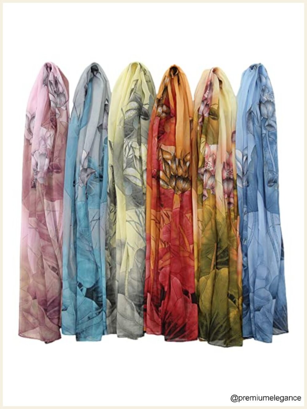 6-Pack Chiffon Floral Scarves for Women Lightweight Shawl Wrap Head Scarf
